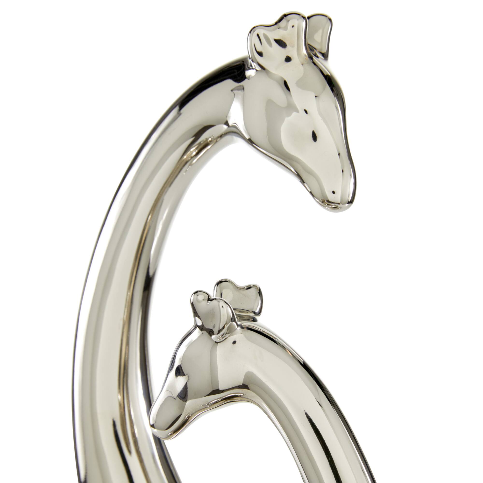 15" Silver Ceramic Contemporary Giraffe Sculpture
